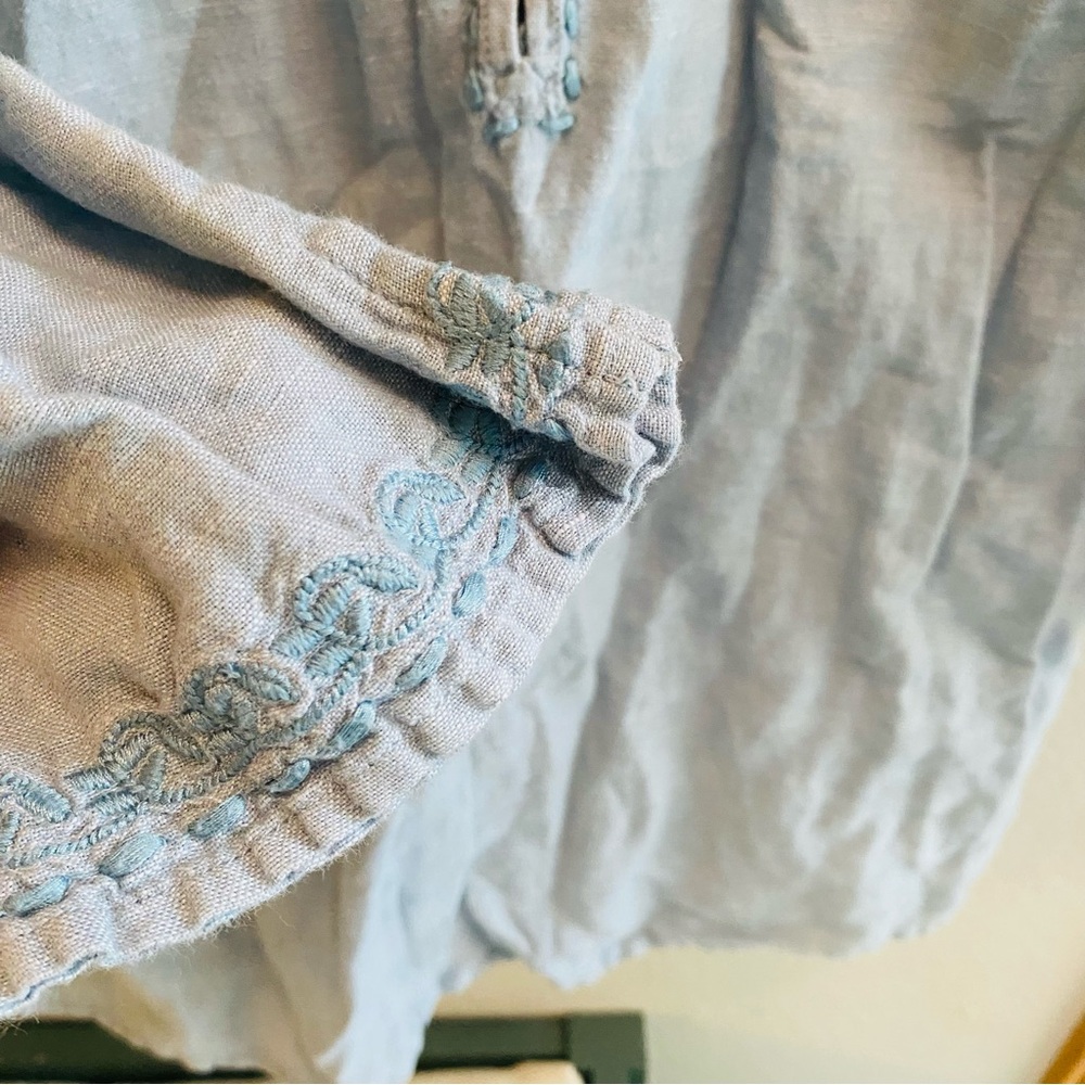 EDDIE BAUER Chambray 3/4 Length Sleeve Bohemian Top - Picture 4 of 6